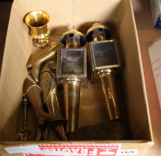 Pair of carriage lanterns, box etc (9)